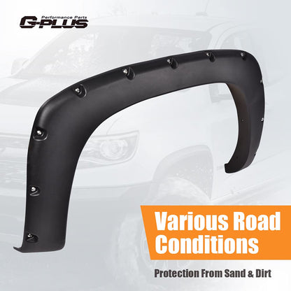 G-PLUS Fender Flares Textured Pocket Rivet Compatible with 99-06 Chevy Silverado GMC Sierra 1500 2500 3500 & HD (07 Classic models Only) Only Fit Fleetside 78.0" / 96.0" bed Wheel Flares