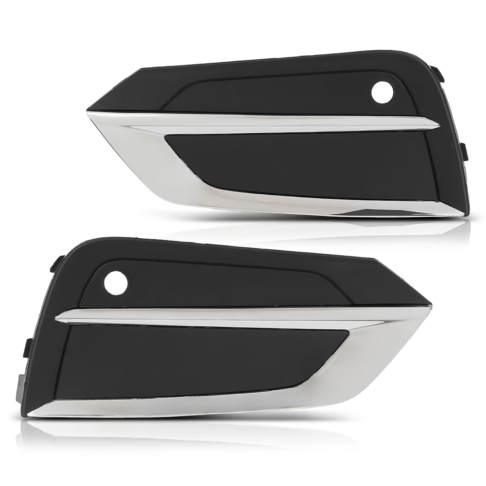 G-PLUS Fog Light Hole Cover Set Left & Right Side Compatible with Volvo XC60 2018 2019 2020 2021 31694538, 31694538-5 Chrome Black
