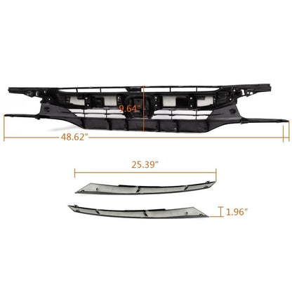 G-PLUS Front Bumper Grille w/Eye Lid Compatible with Honda Civic 10th Gen 2016 2017 2018 Front Upper Hood Grill Factory Style ABS Plastic