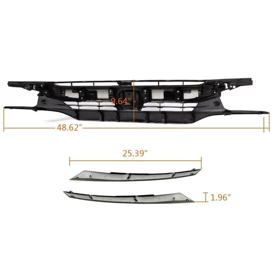 G-PLUS Front Bumper Grille w/Eye Lid Compatible with Honda Civic 10th Gen 2016 2017 2018 Front Upper Hood Grill Factory Style ABS Plastic