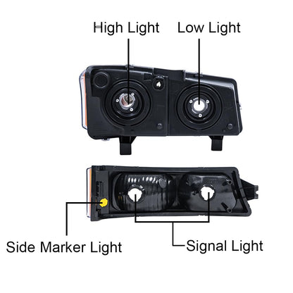 G-PLUS Headlights Assembly Compatible with Chevy Avalanche/Silverado 1500 2500 HD 3500 2003-2006,Clear Lens Chrome Housing Amber ReflectorBumper Headlamps,faros delanteros
