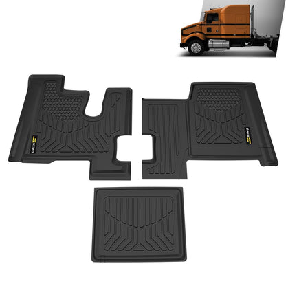 G-PLUS TPE Floor Mats Fit Kenworth T600 2006-2007, T660 2007-2017, T800 W900 2006-2019 1st Row Truck Accessories Cargo Liners All Weather Protection 3PCS Black Alfombras para Carro