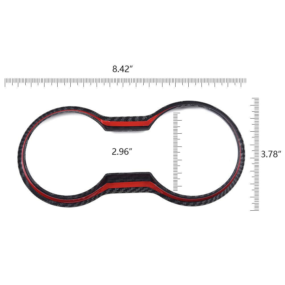 Carbon Fiber Center Console Cup Holder Trim Cover Compatible for Ford Mustang 2015-2019