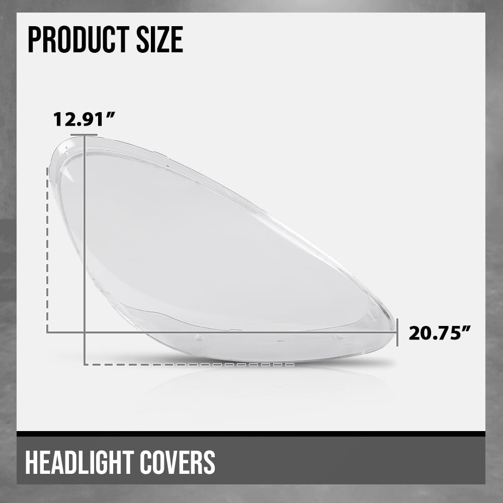 G-PLUS Headlight Lens Cover Compatible with Porsche Cayenne 958 Model 2011-2014 Left & Right Pair Front Headlamp Lens Cover Clear