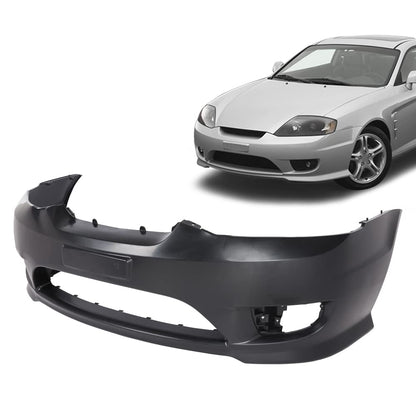 G-PLUS Front Bumper Cover Compatible with Hyundai Tiburon 2005-2006 Black Primed w/Fog Light Holes Replacemnet for 865112C500 HY1000153