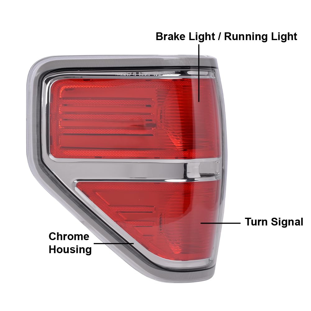 G-PLUS Rear Tail Lights Compatible With 2009-2014 Ford F150 2/4 Door (Not Fit Flareside Models,Not Fit Ogriginal Model with LED Tail Lamp) Brake Lamps Left Side luces traseras, faros traserosAssembly