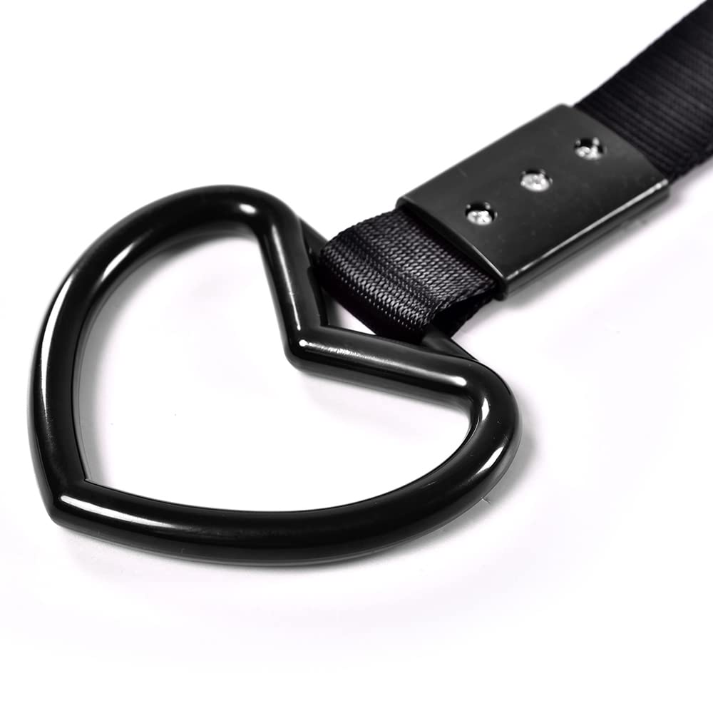 G-PLUS JDM Tsurikawa Ring Heart Subway Train Bus Car Handle Hand Straps Drift Charm,Rear Bumper Warning Ring (Black)