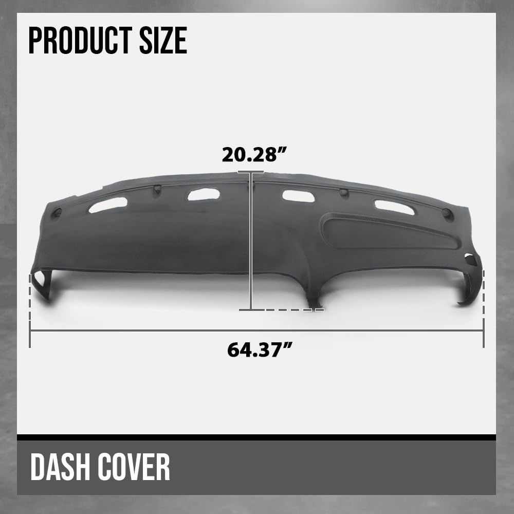G-PLUS TPE Dashboard Skin Dash Cover Overlay Skin Compatible with Ram 1500 SLT 2001, Fit Ram 1500 SS/T 5.9L 1998,Fit Dodge Ram 1500 2500 3500 1998-2002 Gray