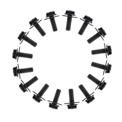 G-PLUS 20PCS Body Bolt Screw Fastener Fender M6-1.0X 16mm Long- 10mm Hex- 17mm Washer Steel Black Vehicle Body Screws
