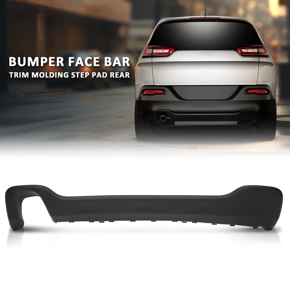 G-PLUS Rear Bumper Face Bar Trim Molding Step Pad Compatible with Jeep Cherokee Latitude Plus 2018,Fit Jeep Cherokee (submodel: Latitude, North, Sport) 2014-2018,Fit for Models With Single Exhaust