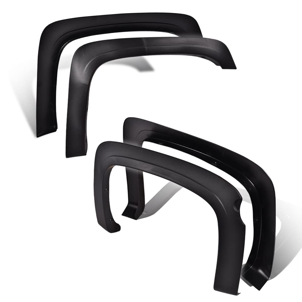 G-PLUS Fender Flares Fit 2007-2013 Chevy Silverado 1500 Fleetside 69.3" Short Bed Crew Cab/2007 Silverado New Body Style(Not Fit GMC/Regular&Extended Cab) Textured Wheel Protector Cover