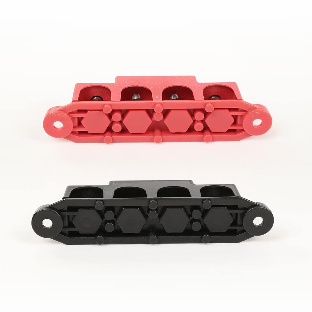 G-PLUS 4 Post Power Distribution Block Bus Bar with Cover, Busbar Power Battery Terminal Distribution Block 5/16" Posts 12V 250A, 4 Post Busbar Power Distribution Block Black & Red