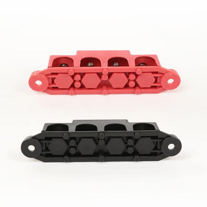 G-PLUS 4 Post Power Distribution Block Bus Bar with Cover, Busbar Power Battery Terminal Distribution Block 5/16" Posts 12V 250A, 4 Post Busbar Power Distribution Block Black & Red