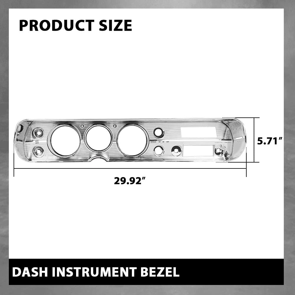 G-PLUS Dash Bezel Compatible with 1965 Chevy Chevelle El Camino with A/C Silver