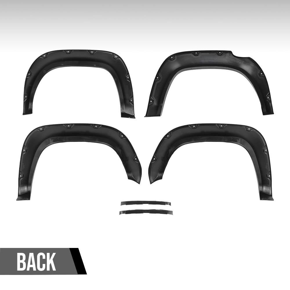 G-PLUS Pocket-Riveted Fender Flares, Compatible with Toyota Tacoma 2016-2022, Smooth 4pcs Wheel Arch Cover Trim(Not have gas door cut out for a standard bed on a 2016, Not fit Double Cab Trims)