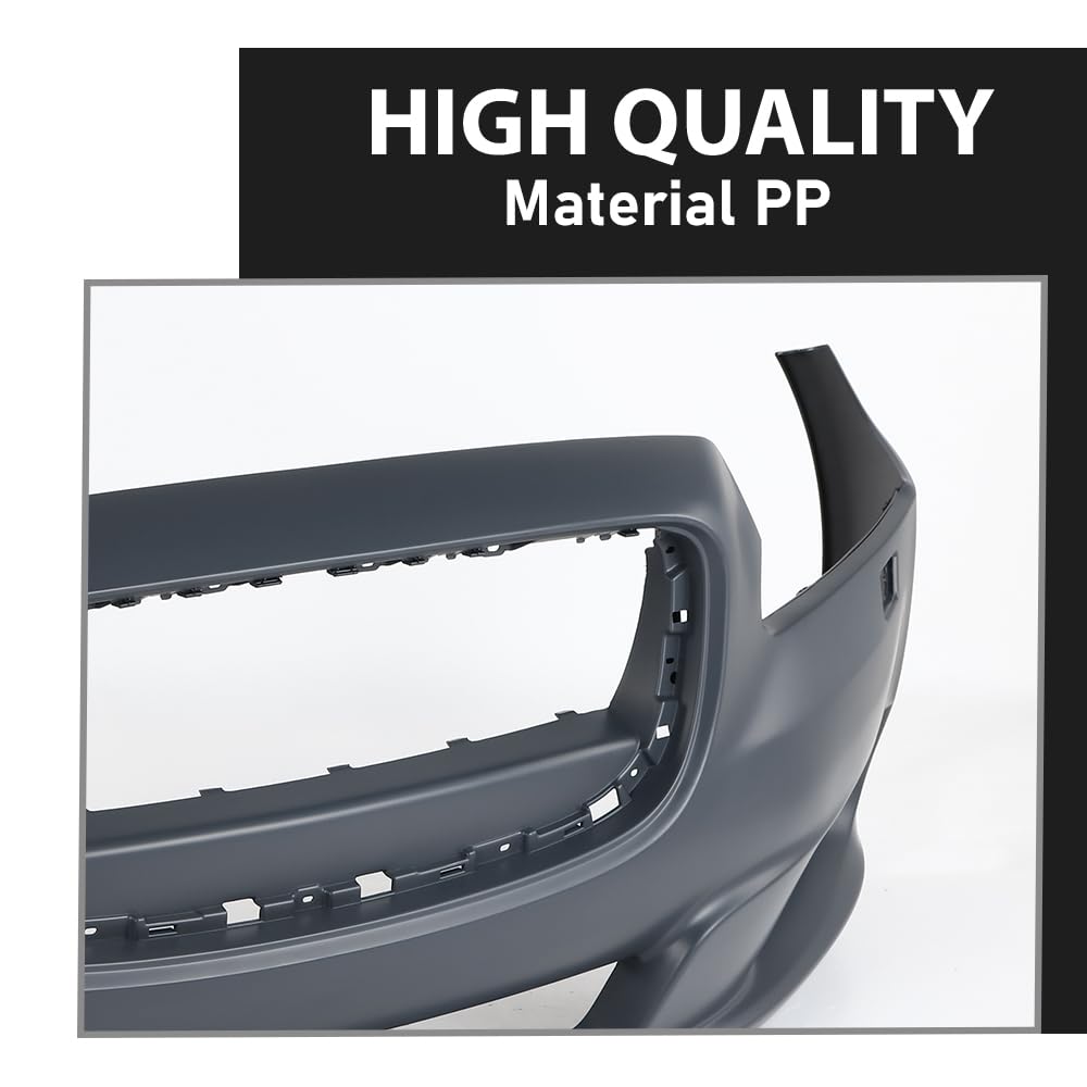 G-PLUS Front Bumper Cover Compatible with Jaguar XJ 2011-2015, Fit Jaguar XJR (Submodel: Base, L) 2014 2015, w/o Parking Aid Sensor Holes, C2D5370XXX, JA1000148, Black