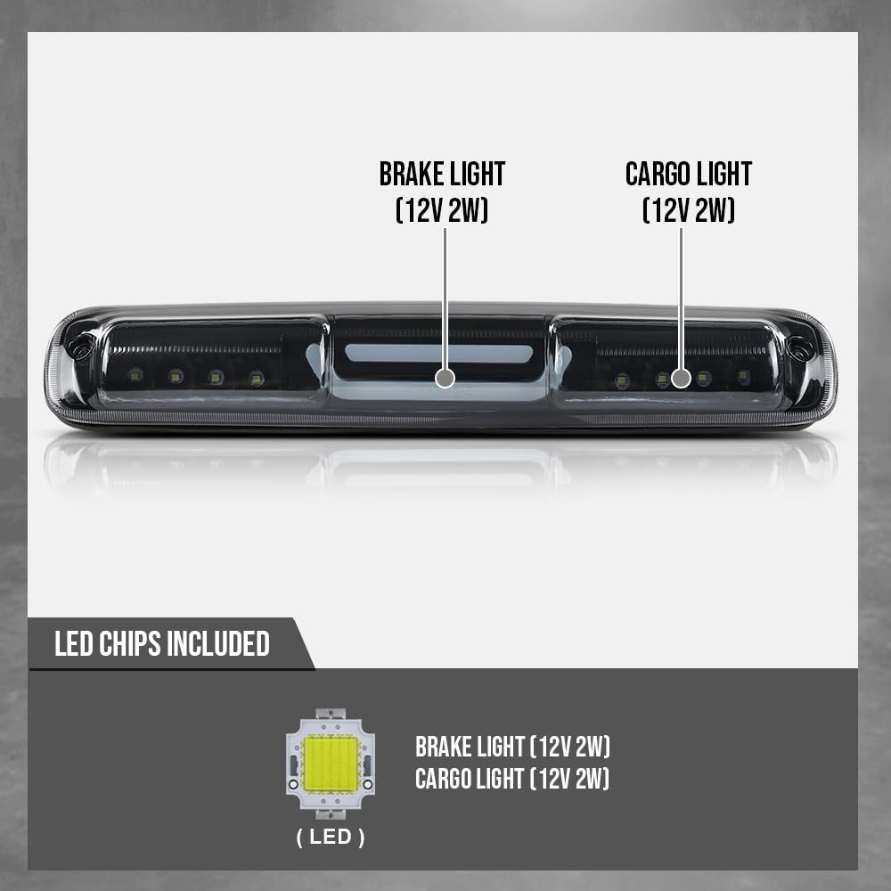 G-PLUS 3D LED Bar Third 3rd Brake Light Compatible with 1999-2006 GMC Sierra/Silverado 1500 2500 3500 & HD Models Rear Cargo Reverse Lamp High Mount Stop light