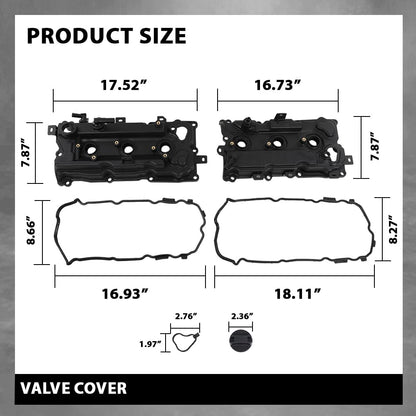 G-PLUS Left and Right Engine Valve Cover w/Gasket Compatible with Nissan Murano 2009-2014/Fit Nissan Quest 2011-2014 V6 3.5L DOHC Petrol