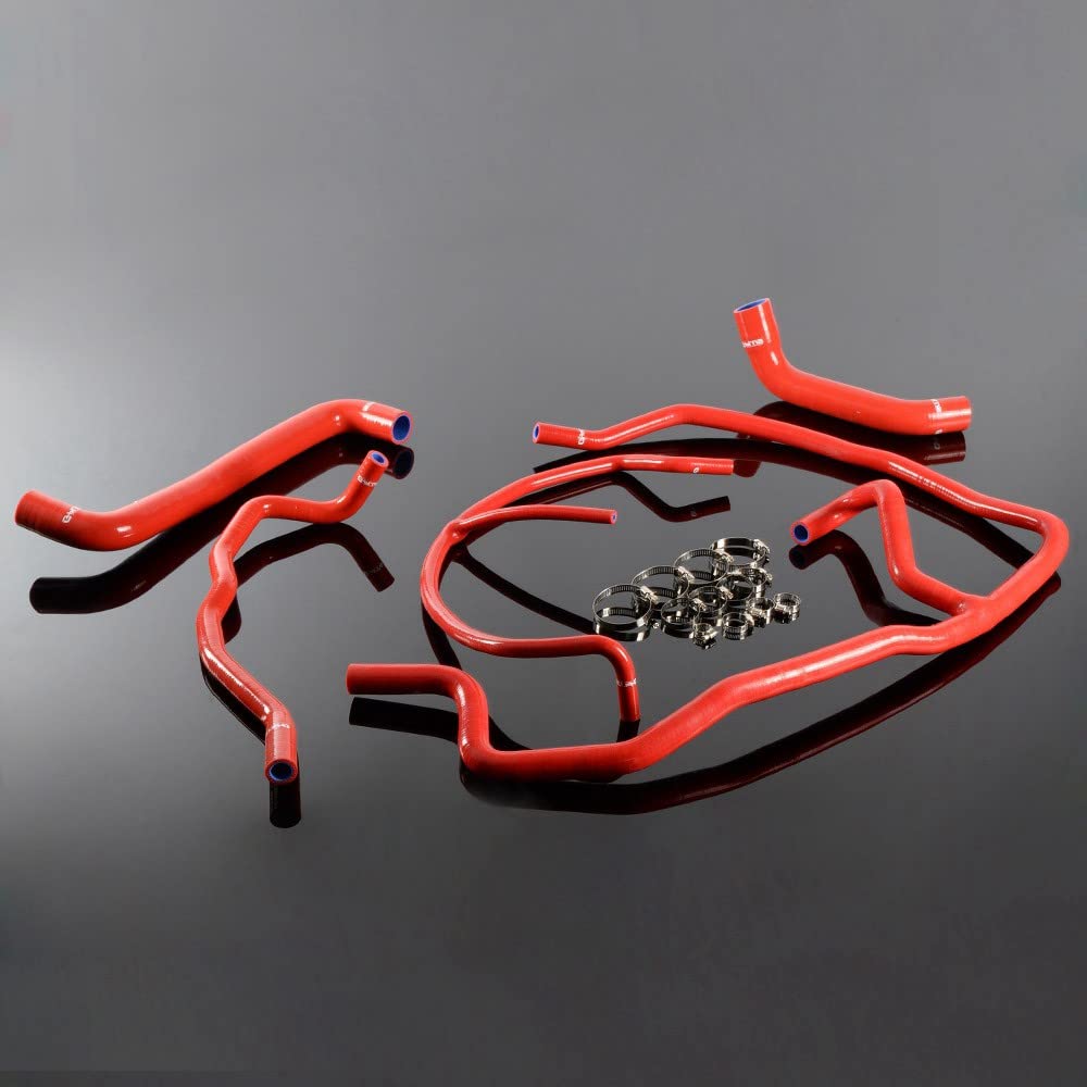 G-PLUS Silicone Radiator Heater Tube Kit Clamps Compatible With Chevy 2006-2008 Corvette Z06 7.0L V8 07 Red