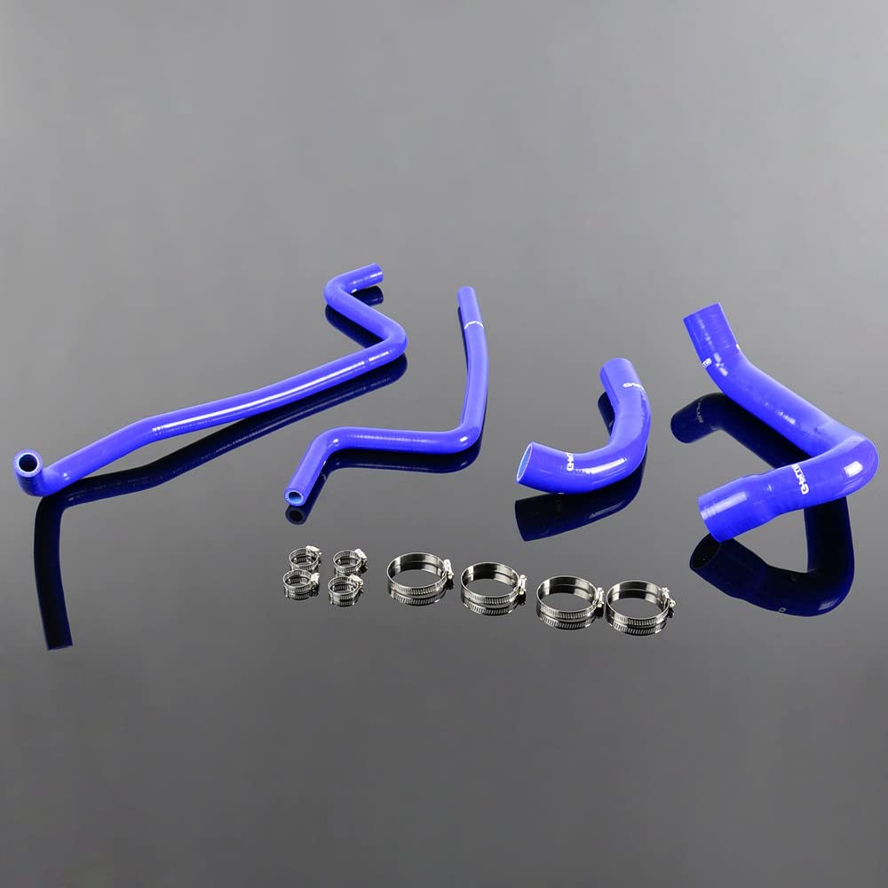 G-PLUS High Performance 3-Ply Silicone Radiator Heater Hose Clamps Kit Compatible With Jeep Wrangler TJ 4.0L 1997-2001 98 99 00 4PCS Blue
