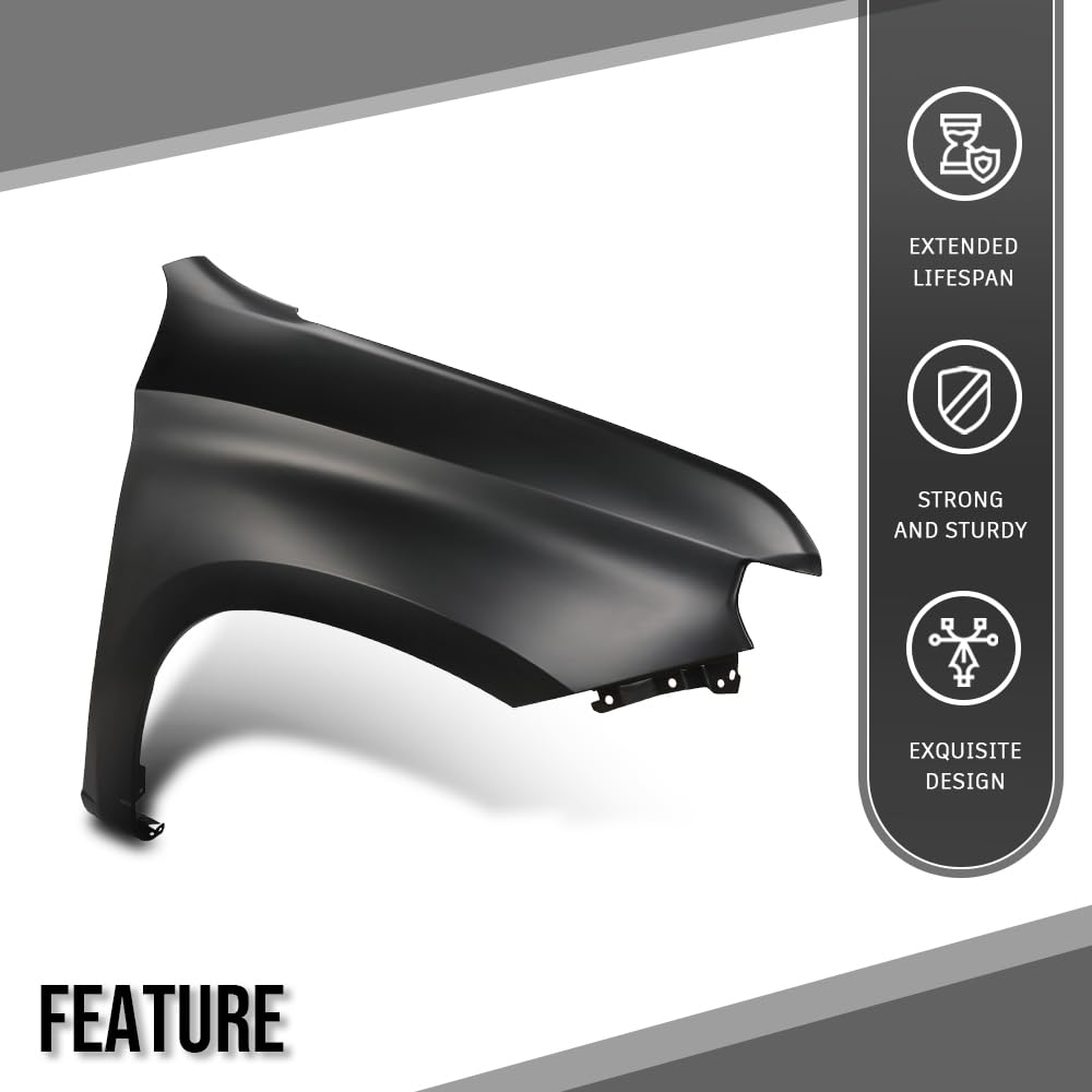 G-PLUS Front Right Fender Compatible with Chevy Silverado 1500 2019 2020 2021 2022 2023, 84502611, GM1241411, Primed Black