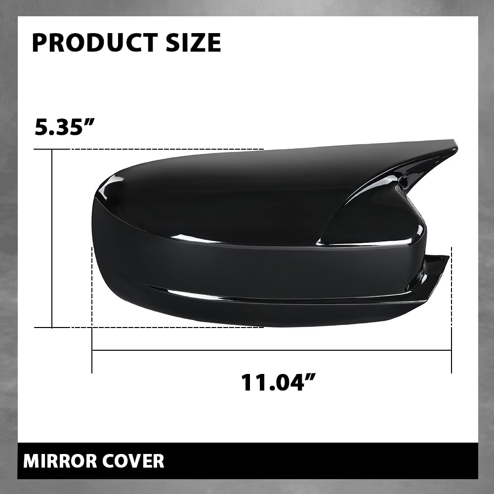 G-PLUS Side Mirror Covers Shell Cap Left and Right Compatible with Dodge Charger SRT 2015-2023 Horn Style Black