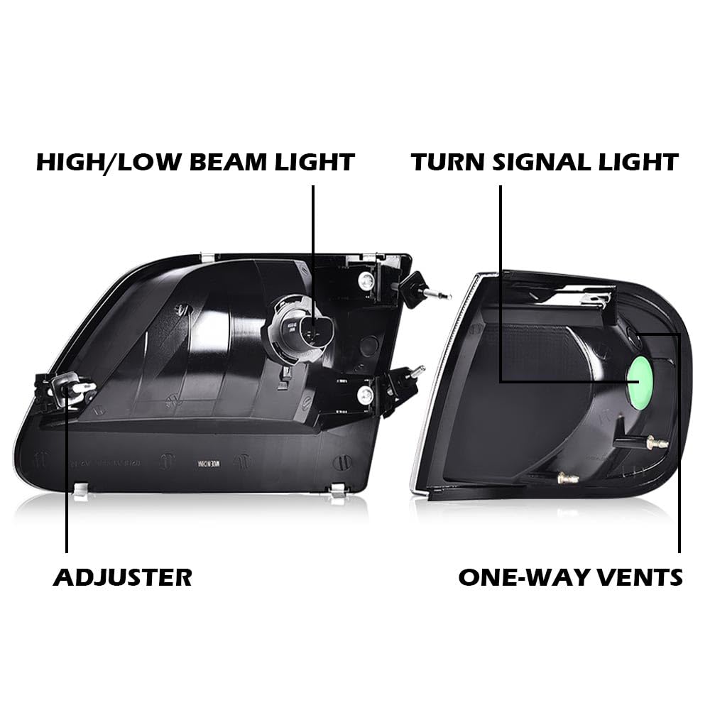 G-PLUS Headlights Fit Ford Expedition 1997-2002/Fit Ford F150 1998-2003/Fit F250 1997-1999 Left & Right Lamps Clear Lens Chrome HousingBumper Headlamps,faros delanteros
