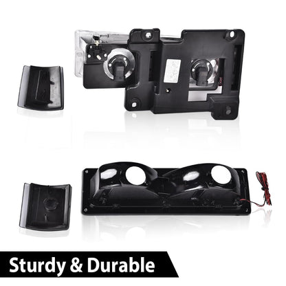 G-PLUS LED Headlights Assembly w/Bulbs Fit GMC C1500 K1500 Yukon 1994-1999, Fit GMC C2500 C3500 K2500 K3500 1994-2000, Left & Right Headlamps Assembly, Clear Lens Chrome Housing Clear Reflector