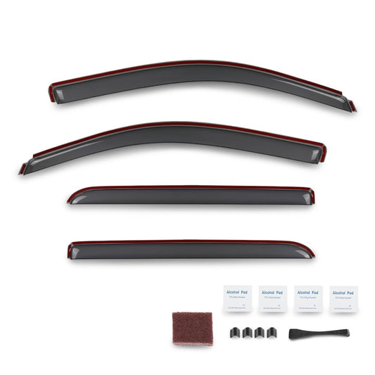 G-PLUS in-Channel Auto Vent Window Visor Compatible with Chevy Silverado/GMC Sierra 1500 2014-2018 Fit Chevy Silverado/GMC Sierra 2500 HD 3500 HD 2015-2019 Only Fit Crew Cab 194536 4PCS Smoky