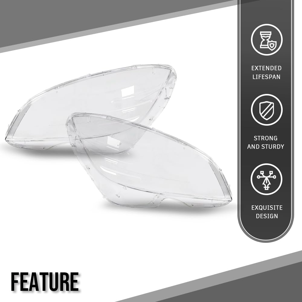 G-PLUS Headlight Lens Cover Compatible with Benz C-Class W204 C180 C200 C260 C280 C300 200K 180K 2008-2011 2048208761, 2048208861 Left & Right Front Headlamp Lens Cover Clear