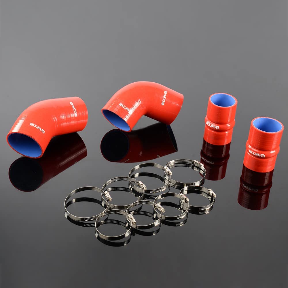 G-PLUS Silicone Intercooler Boost Hose Kit Clamps Compatible With chevrolet GMC 6.6L Duramax LLY 2004-2005 Red