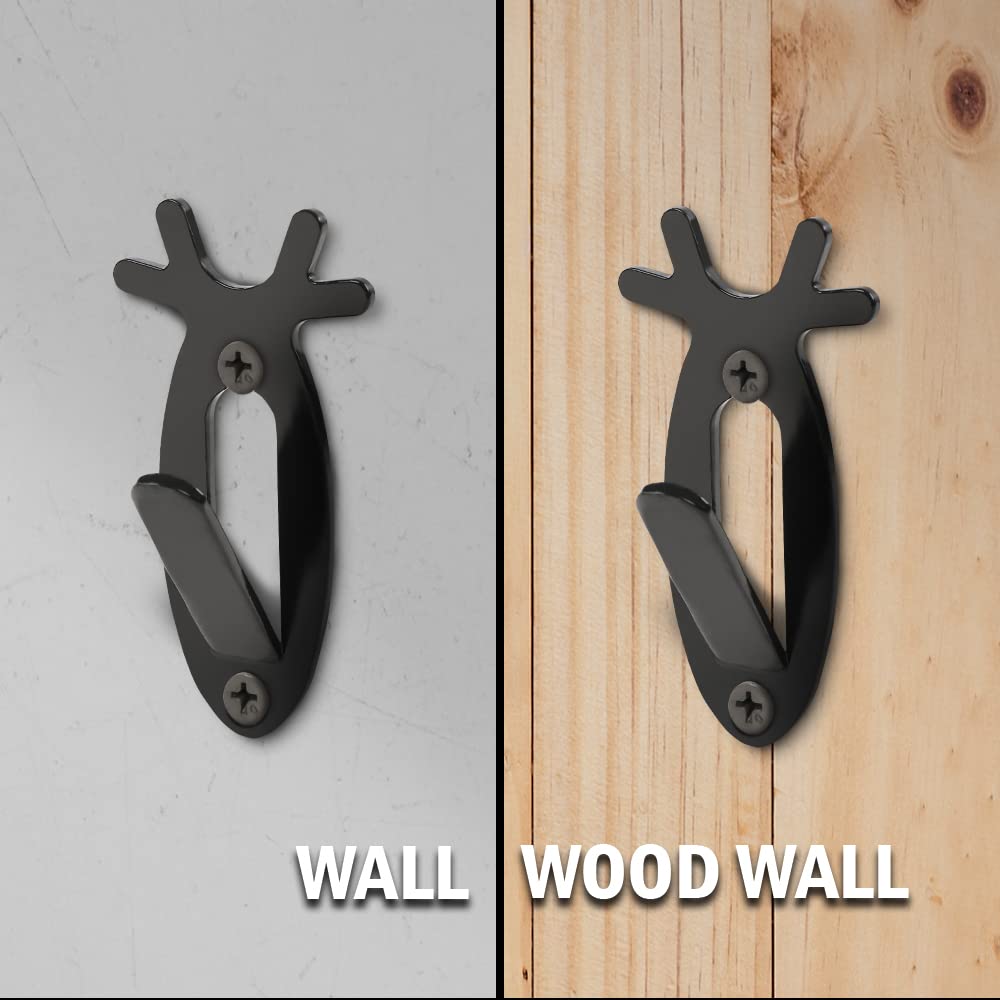 G-PLUS Black 3PCS Wall Hanger Hook European Antler Style Wall Mount Bracket for Hanging Mounting Elk Deer Antelope Living Room Bedroom Home Decor