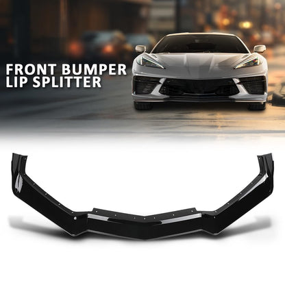 G-PLUS Front Bumper Lip Splitter Compatible with Chevy Corvette C8 All Model 2020-2024 Black