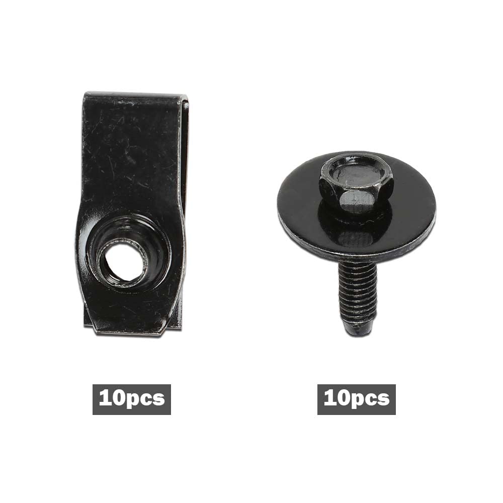 G-PLUS Body Bolts & U-nut Clips- M6-1.0 x 25mm- 10mm Hex- 20 pcs (10ea) Compatible with Ford Truck
