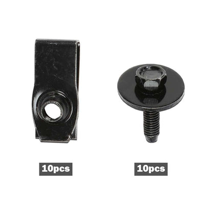G-PLUS Body Bolts & U-nut Clips- M6-1.0 x 25mm- 10mm Hex- 20 pcs (10ea) Compatible with Ford Truck