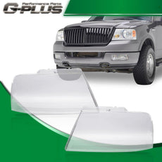 G-PLUS Headlight Lens Cover 2PCS for Ford F150 Lincoln Mark LT 2004-2008 Clear Lens Front View