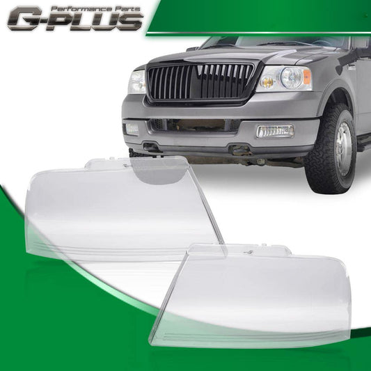 G-PLUS Front Headlight Lens Cover Compatible with 2004-2008 F150/Lincoln Mark LT, Left & Right Side (Clear Lens)