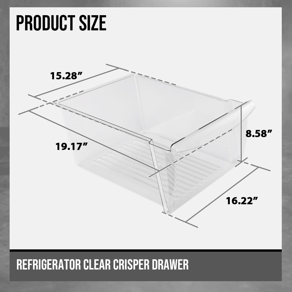 G-PLUS Upper Crisper Pan Drawer Compatible with Frigidaire Refrigerator Models FRS6LR5EB6 240351005, 240351062 Clear
