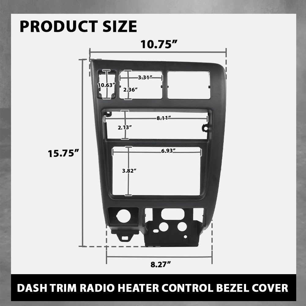 G-PLUS Center Dash Climate Control Radio Bezel Trim Compatible with Toyota Tacoma 1998-2004 Black Dashboard Panel