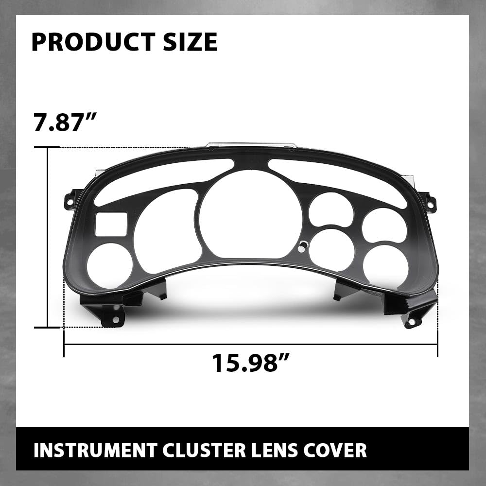 G-PLUS Instrument Cluster Lens Cover Compatible with Chevy Tahoe Silverado 1500 GMC Yukon Sierra 1999 2000 2001 2002 16227347 Black