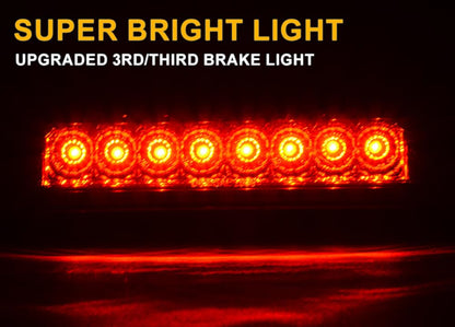 G-PLUS Third 3rd Brake Cargo Light Compatible With Toyota Tacoma 1995-2017 Rear Roof Center High Mount Tail Lamps Replacement Chrome Housing Smoky Lens