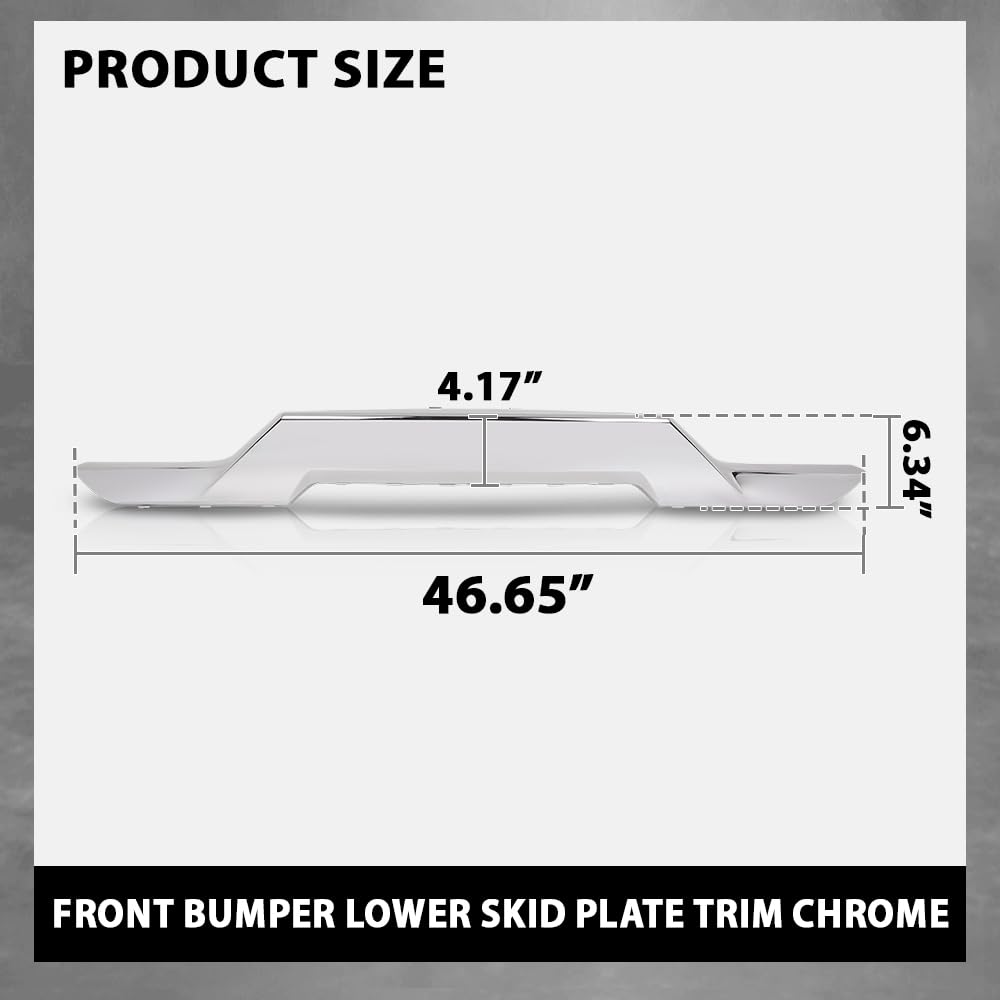 G-PLUS Front Bumper Lower Skid Plate Trim Chrome Fit Chevy Silverado 1500 2016 2017 2018, Fit Chevy Silverado 1500 LD 2019, GM1044128, 23243083, Silver