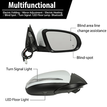 G-PLUS Rear View Mirror w/Blind Spot Right Passenger Side Compatible with Benz X253 Class GLC300 GLC350 2016-2021 2538101416 2538103500 White