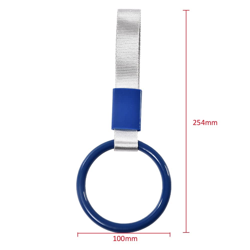 G-PLUS JDM Tsurikawa Ring Round Subway Train Bus Car Handle Hand Straps Drift Charm, Rear Bumper Warning Ring (Blue)