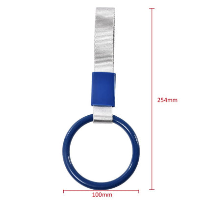 G-PLUS JDM Tsurikawa Ring Round Subway Train Bus Car Handle Hand Straps Drift Charm, Rear Bumper Warning Ring (Blue)