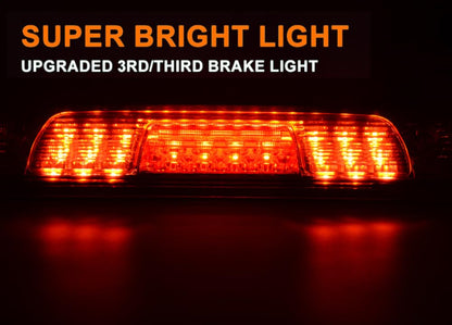 G-PLUS Rear LED Third Brake Light Compatible With 2014-2018 Chevy Silverado/GMC Sierra1500/2500HD/3500,3RD Cargo Led Tail Lamps Chrome Housing,Red lens
