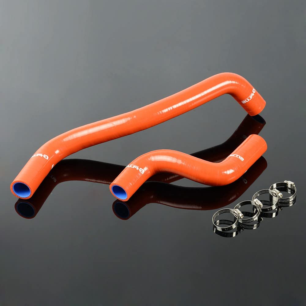 G-PLUS Silicone Radiator Coolant Tube Hose Kit Clamps Compatible With Toyota Starlet EP82 Glanza 4E-FTE GT Turbo,Dark Orange