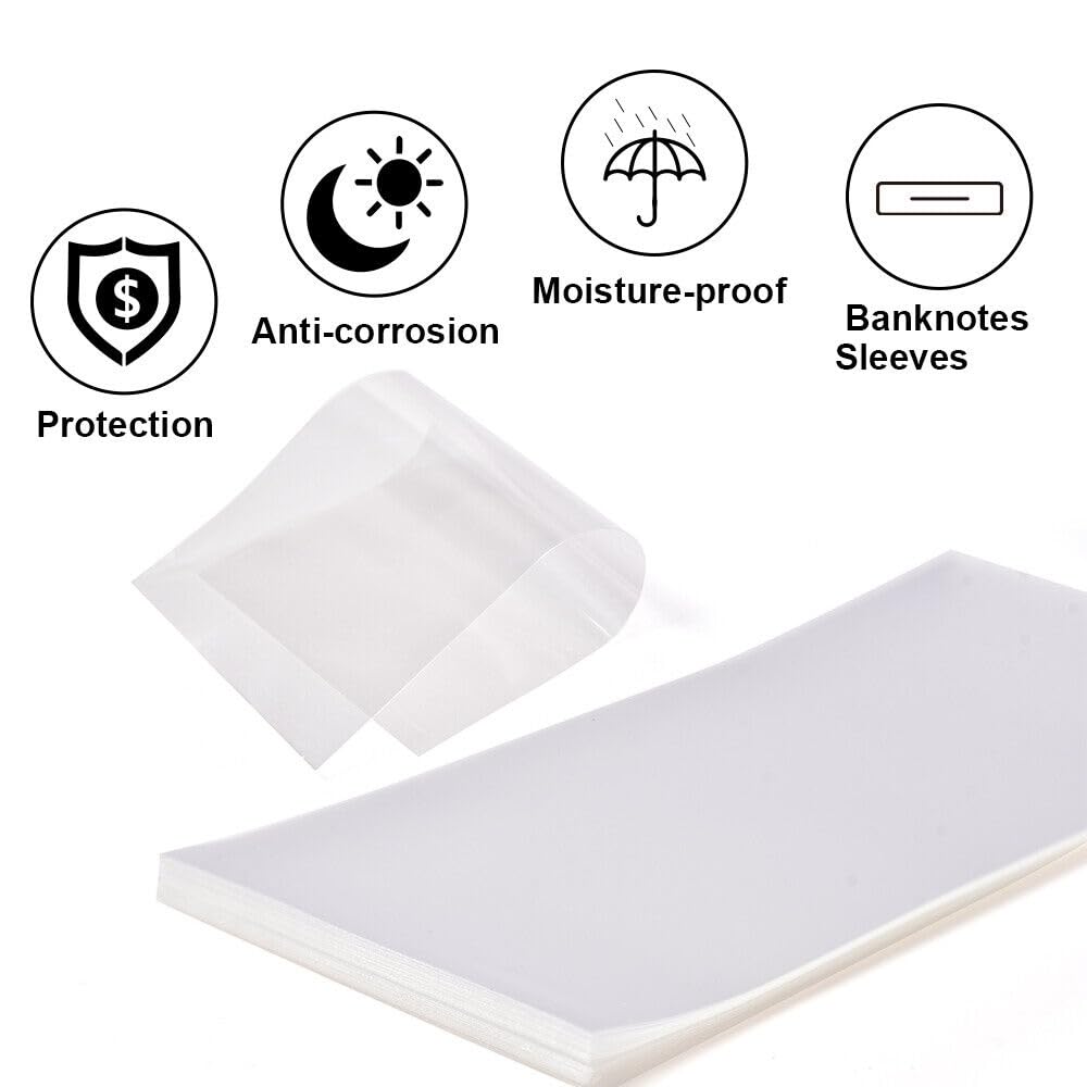 G-PLUS Clear Dollar Bill Holders for Collectors,100 Soft Ultra Thin Holders for Modern US Currency Protector Slab Holder Banknote Stamp Paper Souvenirs Storage