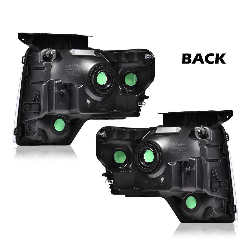 G-PLUS Headlights Compatible with Ford F150 2009-2014 Headlamps Pair Left & Right Smoky Lens Black Housing Clear Reflector,faros delanteros