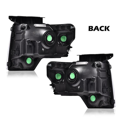 G-PLUS Headlights Compatible with Ford F150 2009-2014 Headlamps Pair Left & Right Smoky Lens Black Housing Clear Reflector,faros delanteros